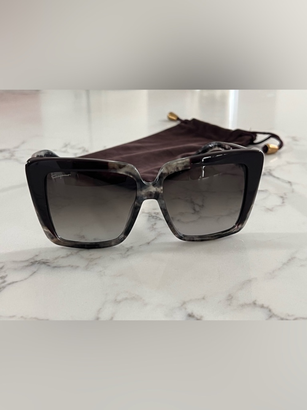 Ferragamo Grey Gradient Square Ladies Sunglasses SF1060S 021 55